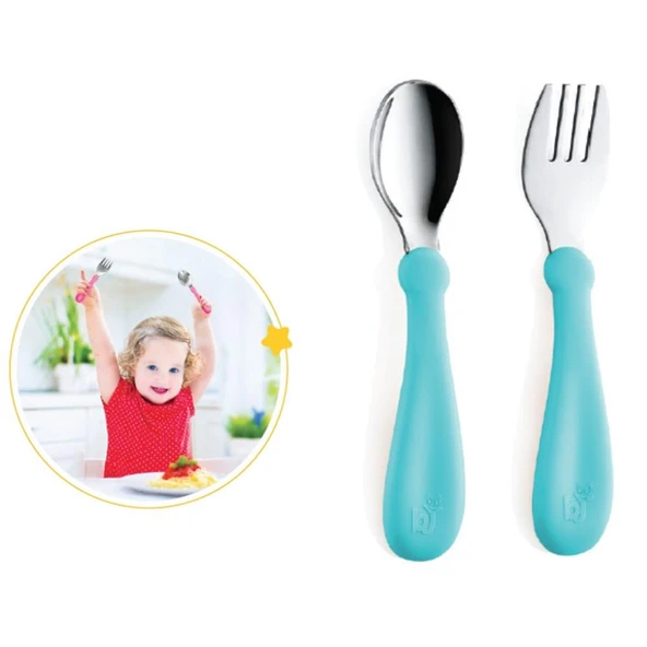 Paslanmaz Çelik Çatal Kaşık Seti 522 Turkuaz ürün görseli