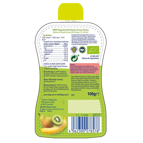 Organik Kivili Muzlu Armut Püresi 100 Gr - Resim 2