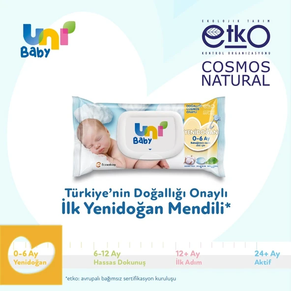 Uni Baby Yenidoğan Islak Havlu Mendil 3Lü 120 Yaprak - Resim 3