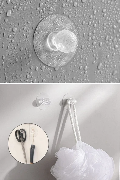 ® 2 Adet Kristal Kendiliğinden Güçlü Yapışkanlı Kulp Askısı Tutma Kolu - 3