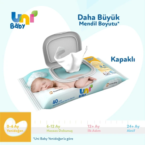 Uni Baby Yenidoğan Islak Havlu Mendil 3Lü 120 Yaprak - Resim 5