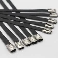 Paslanmaz Çelik Kablo Bağı Cırt Kelepçe 4,6X150 Siyah 304 kalite Polyester Kaplı Tork 100 'Lü Paket