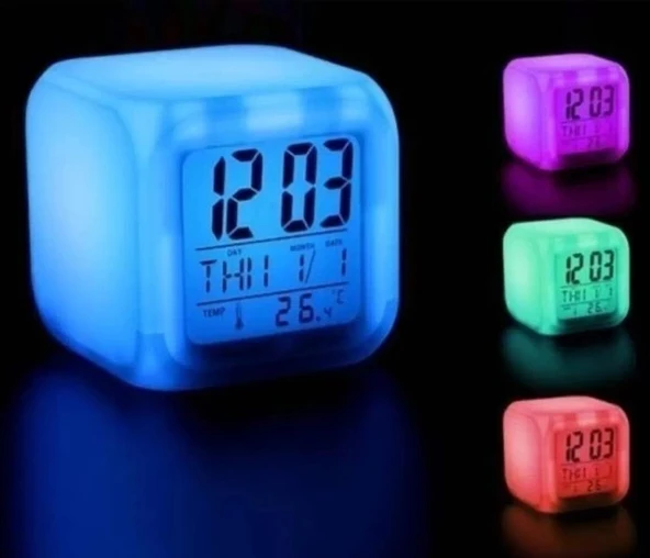 pilelistore Küp Renk Değiştiren Masa Saati - 2