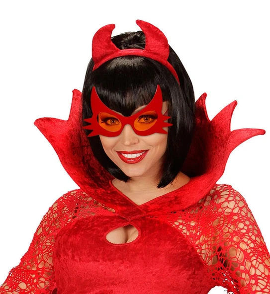 KırmızıRenkBıyıkTasarımlıKediGözlüğü19x11cm ürün görseli