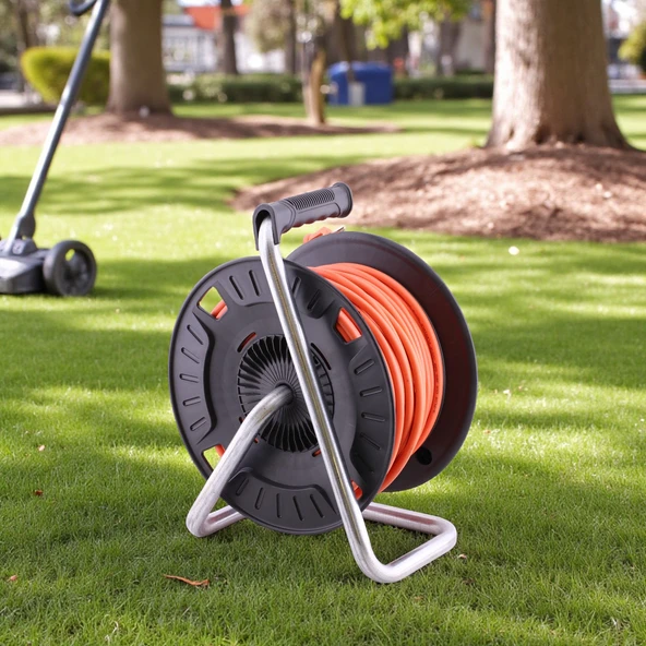 Makaralı CCA Uzatma Kablosu 3x1.5 mm 40 Metre Termal Sigortalı Plastik Seyyar 4 Prizli Monofaze - Resim 6