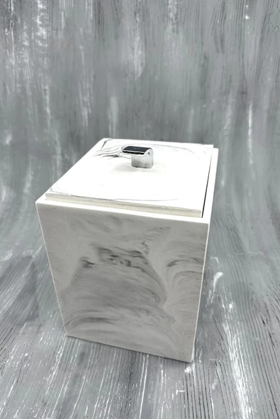 Mermer Desenli Banyo Tuvalet Wc Mini Boy Beton Çöp Kovası 2 Litre - 5