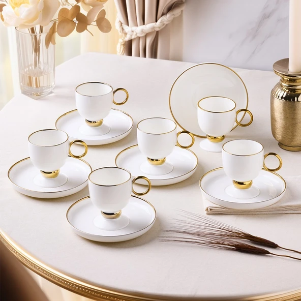 Aryıldız Margaux Gold 6 Kişilik Kahve Fincan Takımı ürün görseli 1