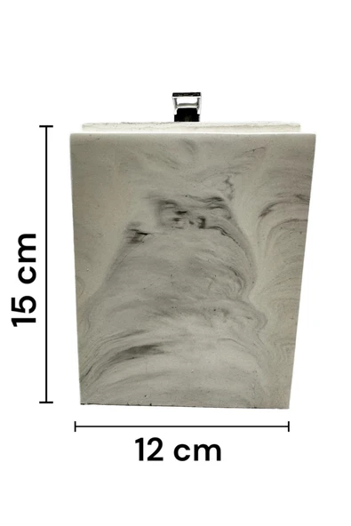 Mermer Desenli Banyo Tuvalet Wc Mini Boy Beton Çöp Kovası 2 Litre - 2