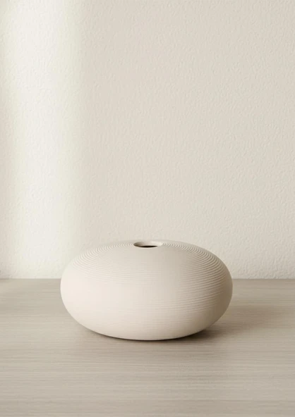 Fiona Seramik Vazo Yuvarlak, Beyaz 15x8 CM