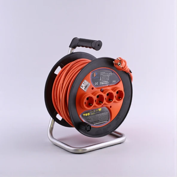 Plastik Makaralı Uzatma Kablosu 3x1.5 mm 30 Metre Termal Sigortalı 4 Prizli CCA Monofaze Seyyar - Resim 7