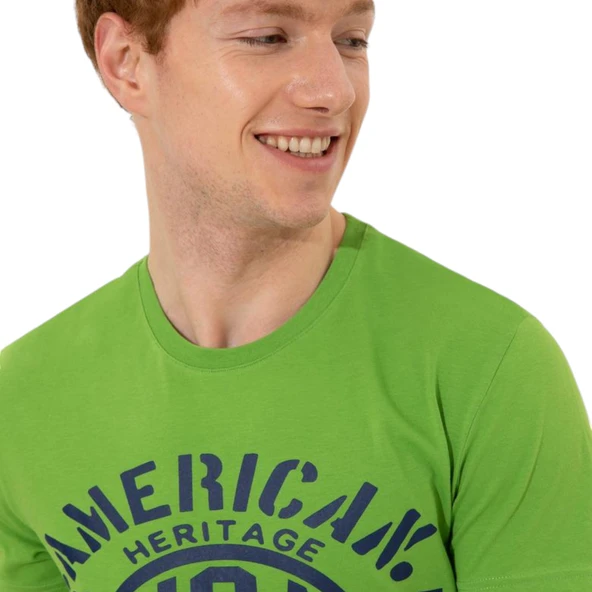 Erkek Elma Yeşili Bisiklet Yaka Tişört - Resim 4