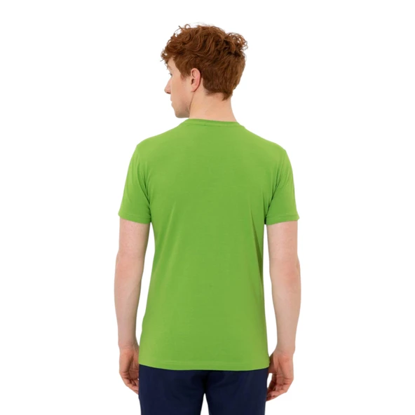 Erkek Elma Yeşili Bisiklet Yaka Tişört - Resim 7