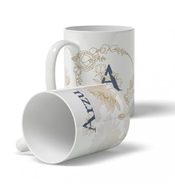 Kişiye Özel Yuvarlak "A" Harfi Temalı Baskılı Kupa - Resim 4