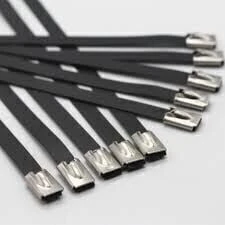 Paslanmaz Çelik Kablo Bağı Cırt Kelepçe 7,9X200 Siyah 304 kalite Polyester Kaplı Tork 100 'Lü Paket ürün görseli 1