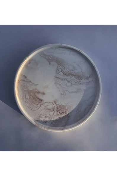 Mermer Desenli Kahverengi 26cm Banyo,dekoratif,sunumluk Tepsi - 3