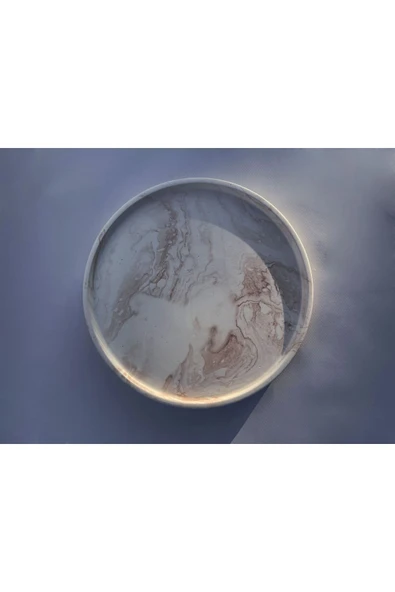 Mermer Desenli Kahverengi 26cm Banyo,dekoratif,sunumluk Tepsi - 2