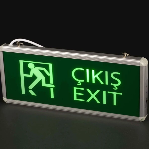 Acil Çıkış Levhası, 3 Watt Ledli EXIT, 3 Saat Şarjlı, Elektrikle Çalışır, Çift Yönlü Çıkış Levhası - 2