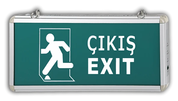 Acil Çıkış Levhası, 3 Watt Ledli EXIT, 3 Saat Şarjlı, Elektrikle Çalışır, Çift Yönlü Çıkış Levhası - 1