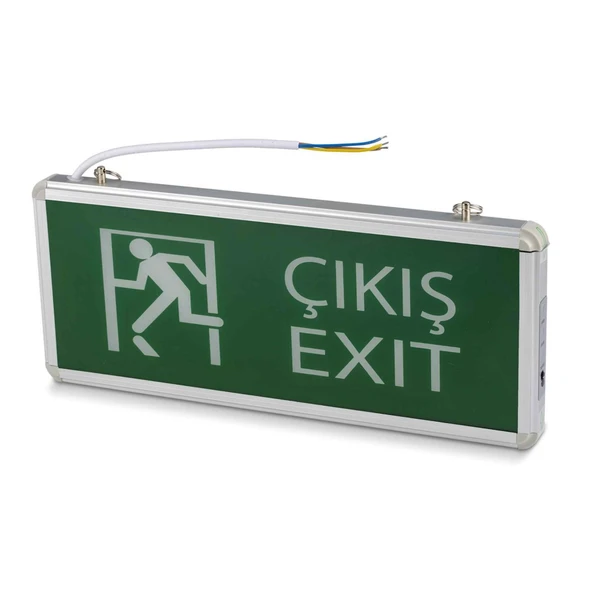 Acil Çıkış Levhası, 3 Watt Ledli EXIT, 3 Saat Şarjlı, Elektrikle Çalışır, Çift Yönlü Çıkış Levhası - 3