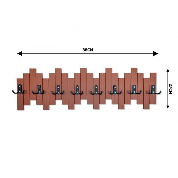 Kahverengi Ahşap Duvar Ve Kapı Askısı Elbise Askılık Piyano Model 8 Askılı - 2