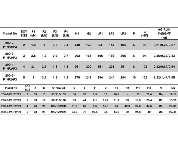 200-4-P2 Yatay Tabanlı Lamalı Dikey Bağlantı Elemanı 23711 - 3
