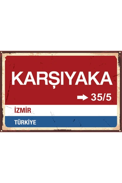 Karşıyaka Retro Vintage Ahşap Poster - 1