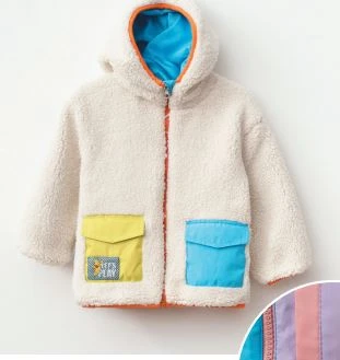 HARİBO Kız Çocuk polar kapşonlu ceket  çift taraflı - Resim 6