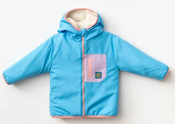 HARİBO Kız Çocuk polar kapşonlu ceket  çift taraflı - Resim 4