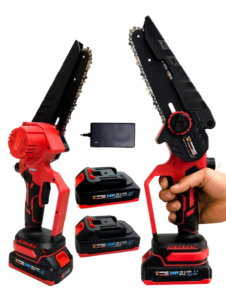 Germany Style 8024 Çift Akülü Çift Zincirki Şarjlı Ağaç Dal Budama Testeresi - 2