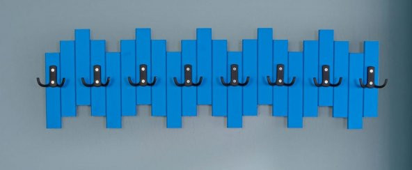 Mavi Ahşap Duvar Ve Kapı Askısı Elbise Askılık Piyano Modeli 8 Askılı - 3