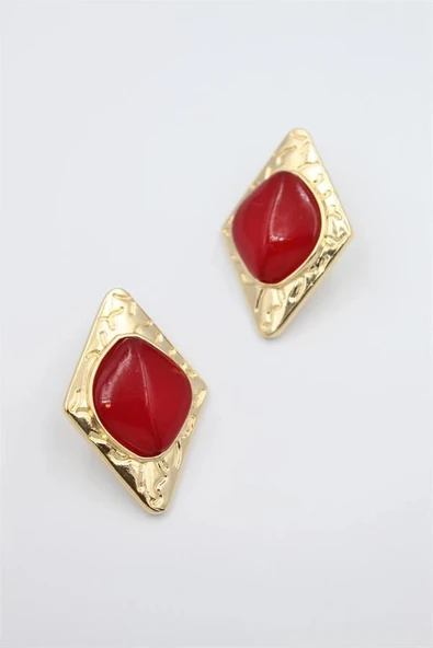 Üçgen Küpe - Kırmızı - 2