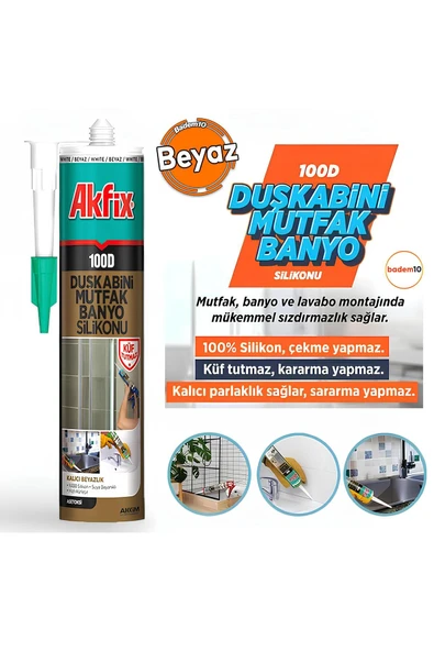 100D Beyaz Duşakabin Lavabo Küvet Pvc Plastik Silikon Silikonu Mutfak Küf Tutmaz 280 mL - 2