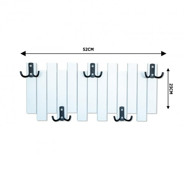 Beyaz Ahşap Duvar Ve Kapı Askısı Elbise Askılık Çit Model 5 Askılı - 2