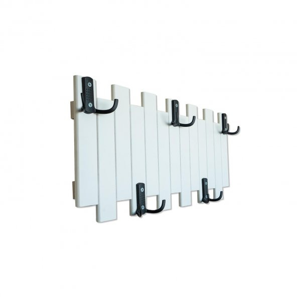 Beyaz Ahşap Duvar Ve Kapı Askısı Elbise Askılık Çit Model 5 Askılı - 3