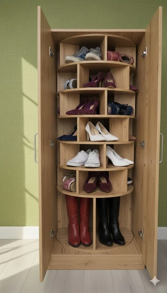 MukoToys 360 Dönen Ayakkabı Rafı 7 Basamaklı Ceviz Mdf - 4