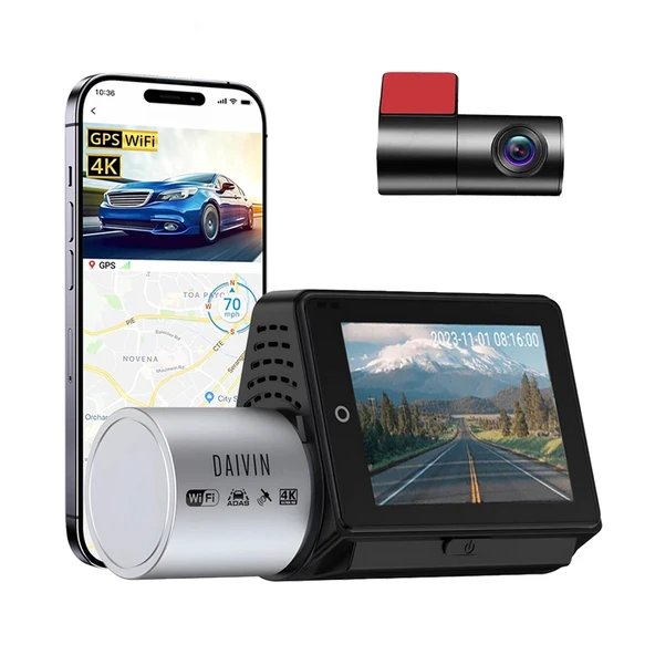 DAIVIN A6M 4k Qhd Wifi Adas 170° Ultra Geniş Açılı Gece Görüşlü Ön ve Arka Araç İçi Kamera - 9