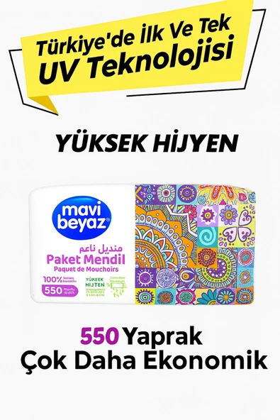 Pratik Paket Çek Kullan Mendil - Peçete 3x550 Yaprak - 3