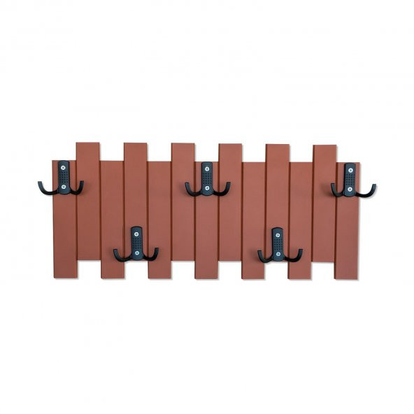 Kahverengi Ahşap Duvar Ve Kapı Askısı Elbise Askılık Çit Model 5 Askılı