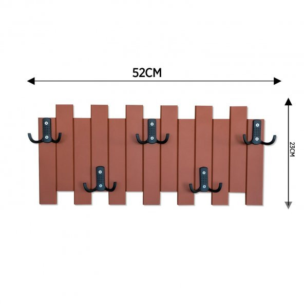 Kahverengi Ahşap Duvar Ve Kapı Askısı Elbise Askılık Çit Model 5 Askılı - 2