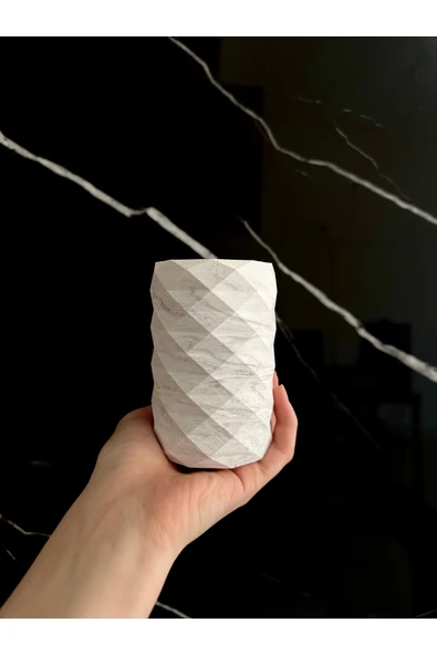 Dekoratif Beton Diş Fırçalık El Yapımı Banyo Aksesuarı Masaüstü Kalem Kutusu - 6