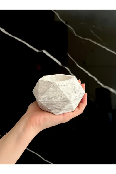 Dekoratif Beton Sukulent Saksı Minik Çiçek Vazosu El Yapımı Hediyelik Saksı - 3