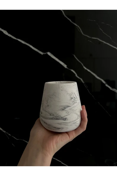 Beton Kalemlik Dekoratif Aksesuar El Yapımı Diş Fırçalık Minik Vazo - 6