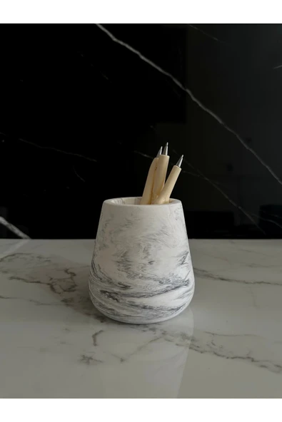 Beton Kalemlik Dekoratif Aksesuar El Yapımı Diş Fırçalık Minik Vazo - 1