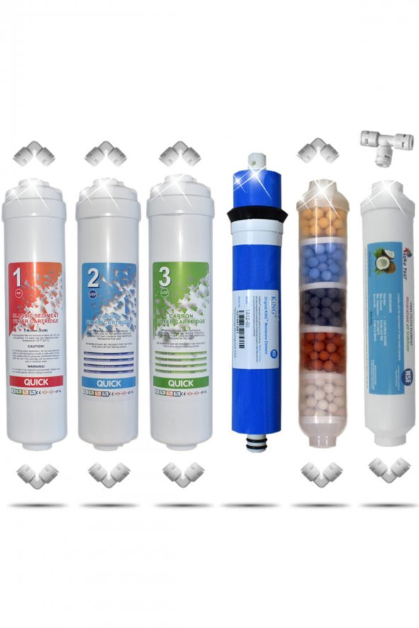 Kapalı Kasa 12 Inç Su Arıtma Cihazı Filtresi 10 Aşamalı 80 Gpd King Membranlı Inline Filtre Seti