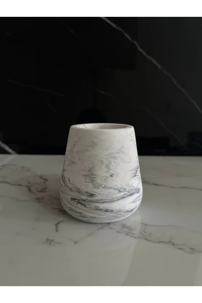 Beton Kalemlik Dekoratif Aksesuar El Yapımı Diş Fırçalık Minik Vazo - 3