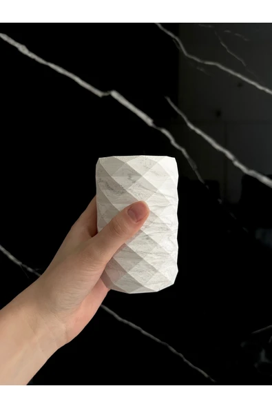 Dekoratif Beton Diş Fırçalık El Yapımı Banyo Aksesuarı Masaüstü Kalem Kutusu - 4
