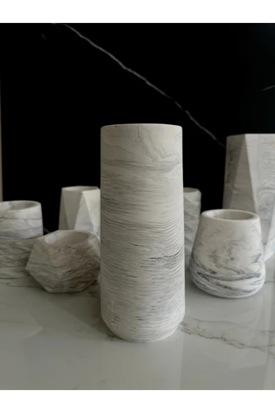 Beton Vazo Dekoratif Saksı El Yapımı Şık Aksesuar - 6