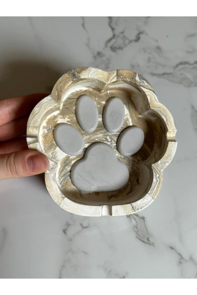 Beton Patili Küllük El Yapımı Kedi Köpek Tasarımlı Dekoratif Yıkanabilir Kül Tablası - 3