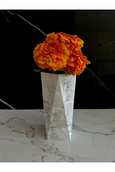Beton Çiçek Vazosu El Yapımı Dekoratif Geometrik Saksı - 1