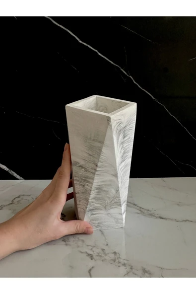 Beton Çiçek Vazosu El Yapımı Dekoratif Geometrik Saksı - 3